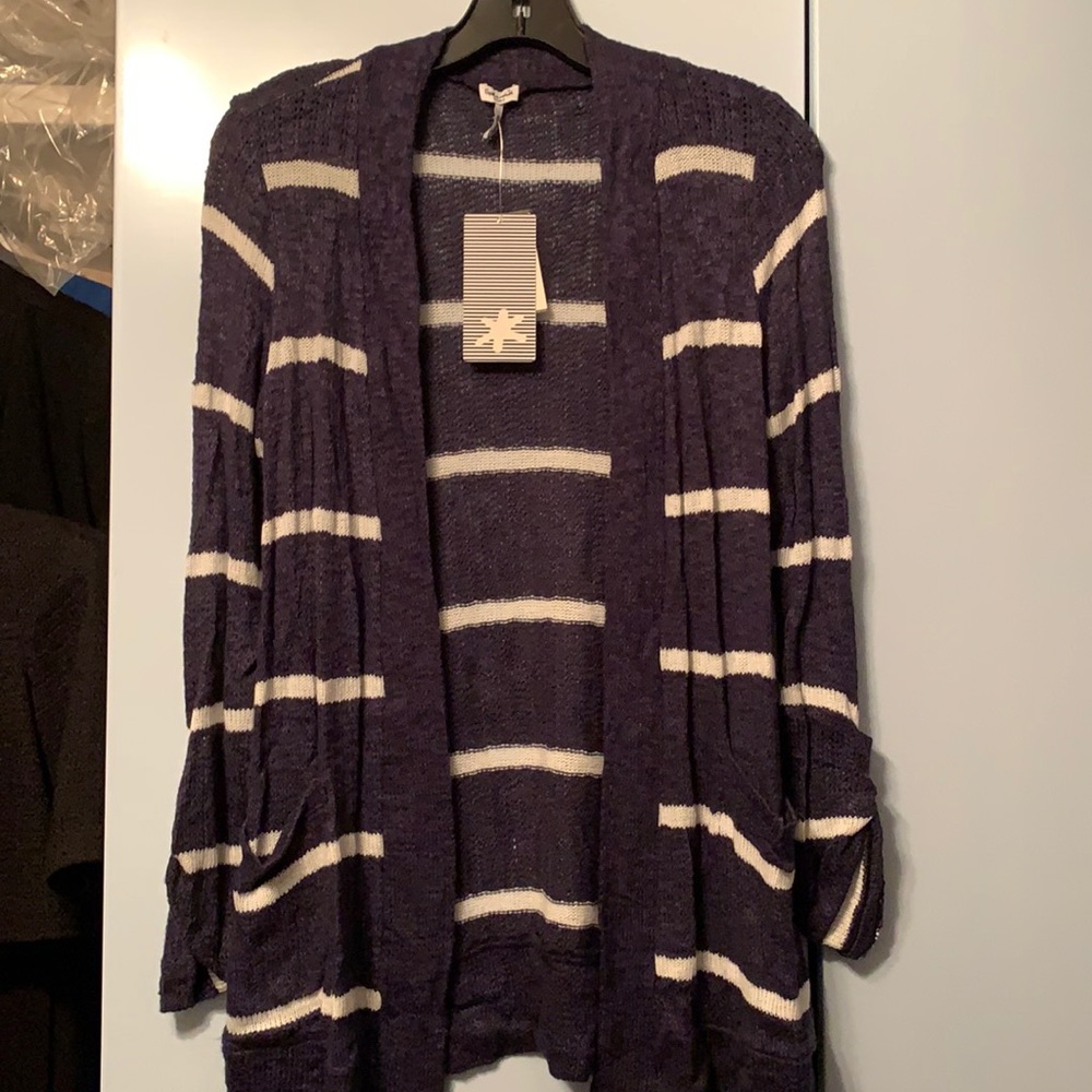 Splendid soft navy striped cardigan, Small